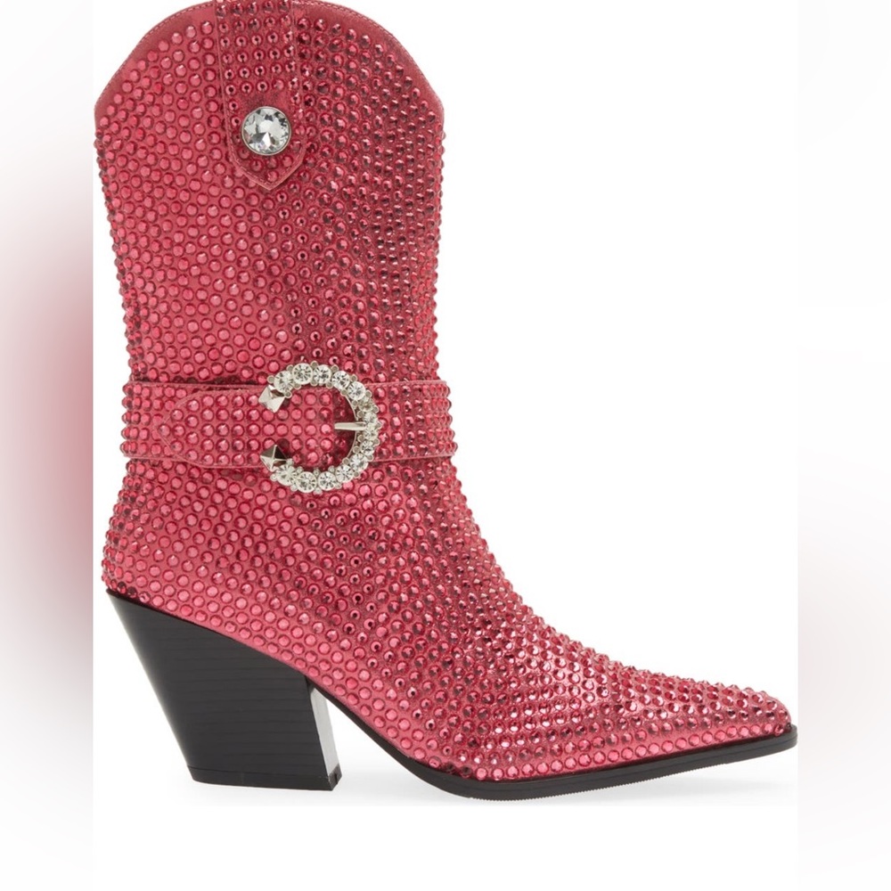 Pink rhinestone Azalea Wang Federica Crystal Western Boots